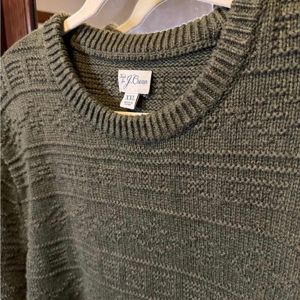 100% cotton J Crew Mens Olive Green Sweater